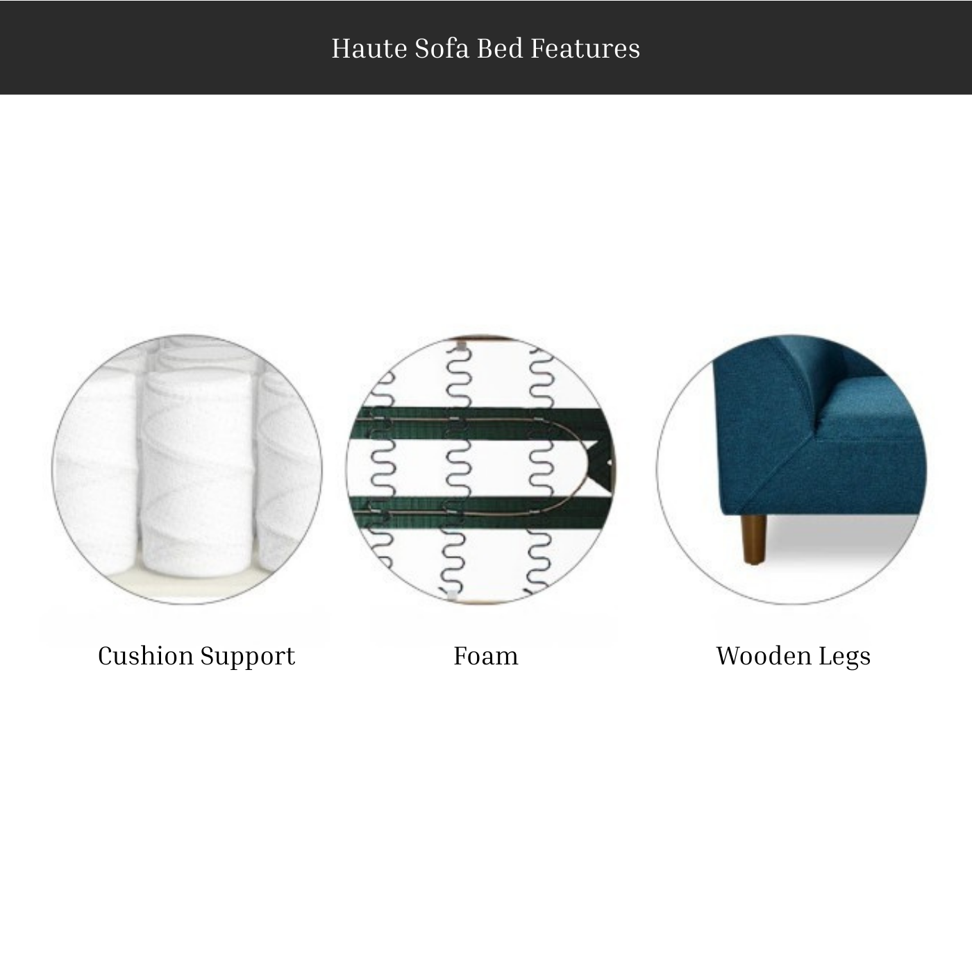 Haute Sofa Dog Bed features extra cushion support, sturdy legs with anti-slip pads, and is a luxury dog sofa bed.
